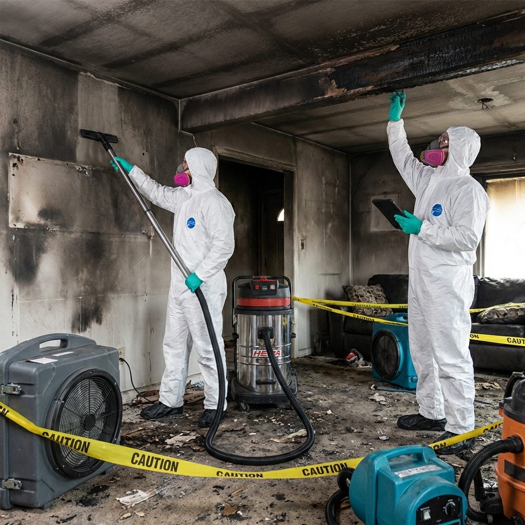 Fire Damage Restoration work in progress