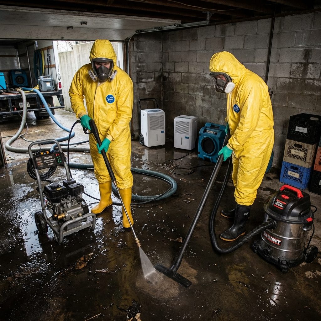 Sewage Cleanup work in progress
